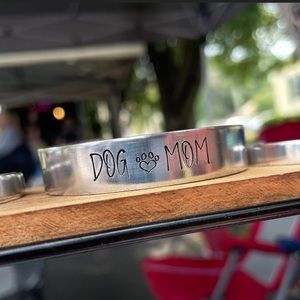 🆕 Dog Mom Handstamped Personalized Aluminum Lightweight Cuff Bracelet